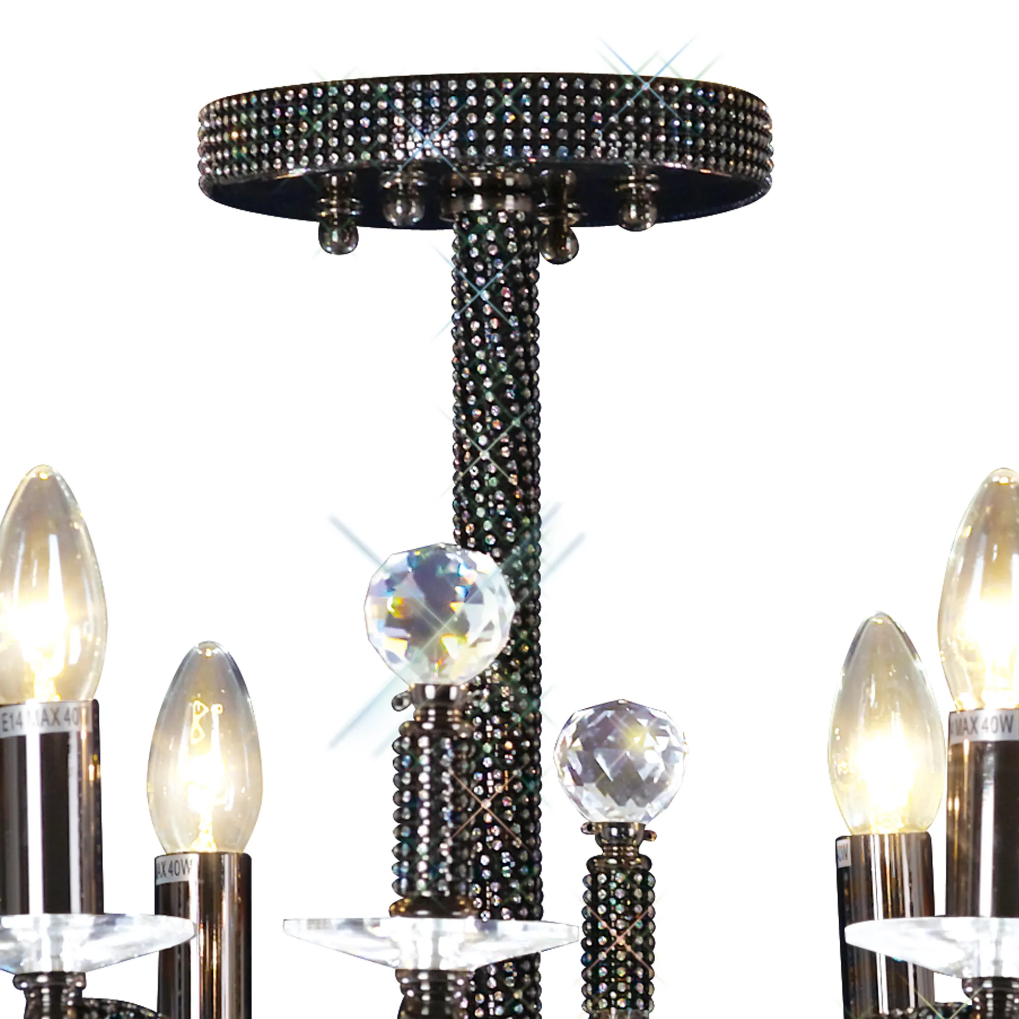 Fiore Crystal Pendant 6 Light Black Chrome IL30366  Diyas Fiore